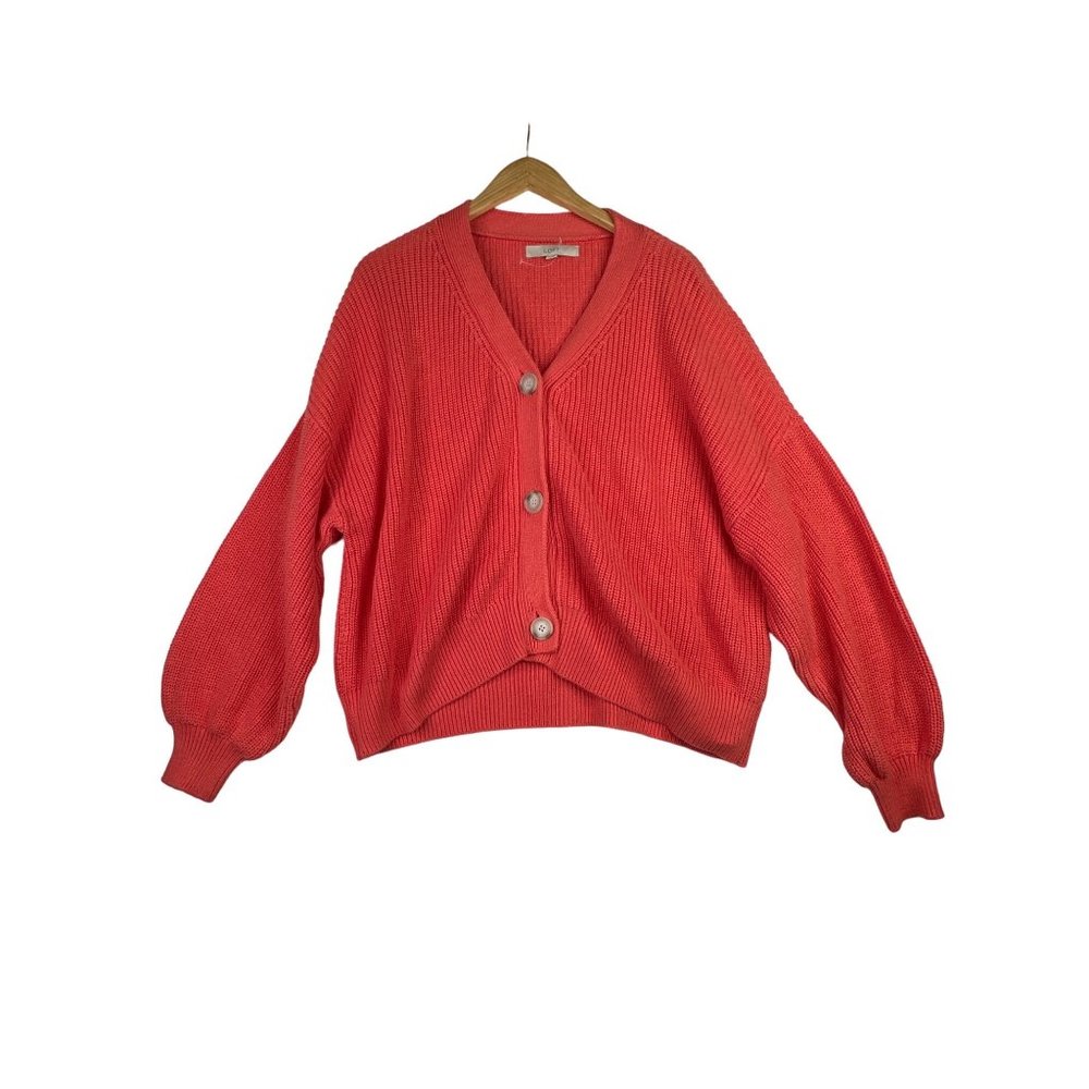 NWOT Loft Chunky Knit Button Sweater sz XXL Orange